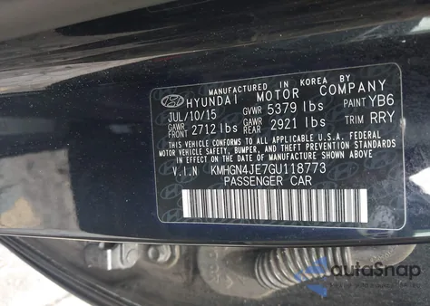 2016 Hyundai Genesis 3.8 из США, поврежденный, VIN KMHGN4JE7GU118773